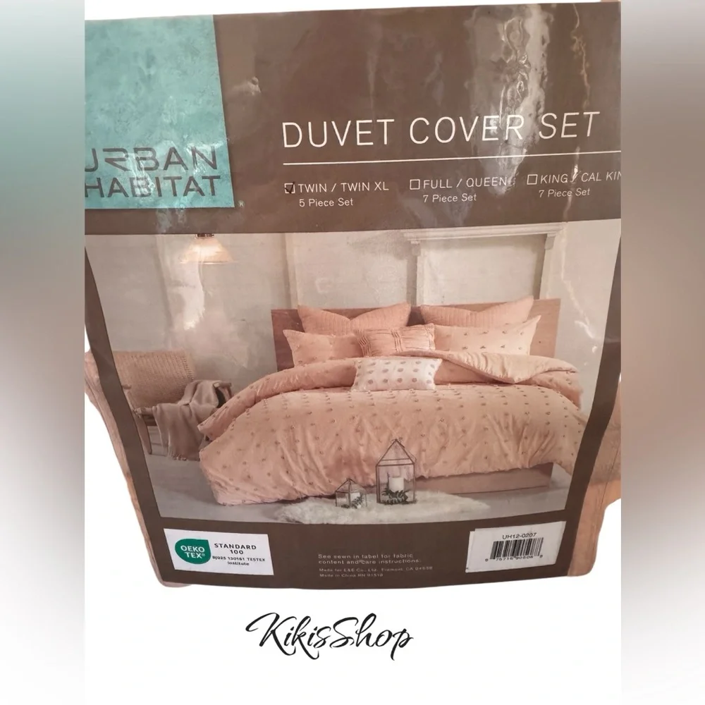 5pc Twin/Twin Extra Long Urban Habitat Kay Cotton Jacquard Duvet Cover Set Pink: